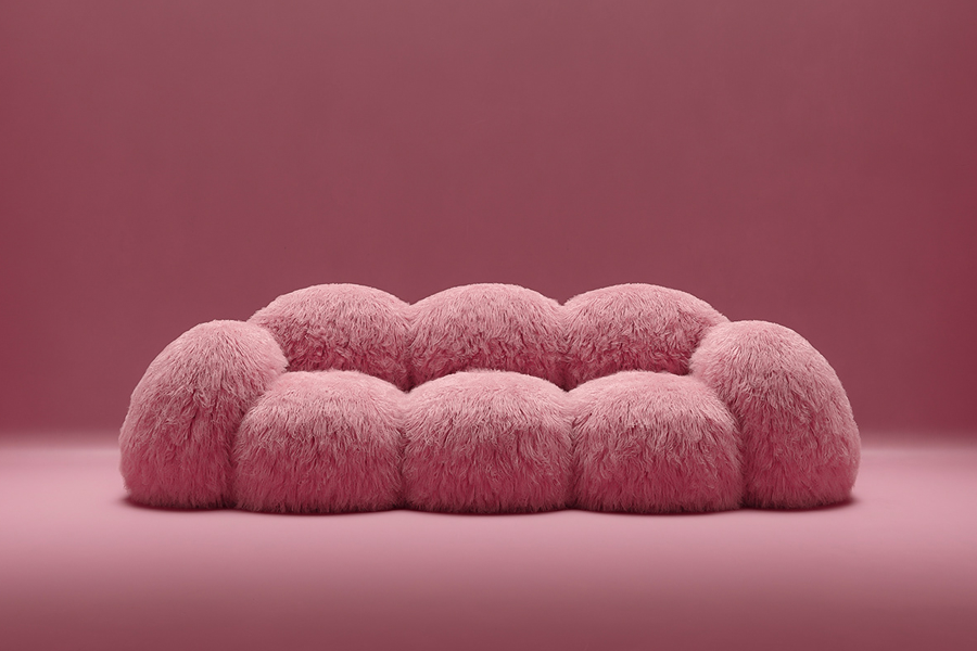 dusty pink sofa